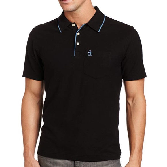 Original Penguin Other - Penguin mearl polo in black with blue trim, M